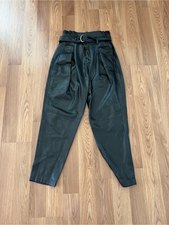 Blank NYC Pants - BLANKNYC Black Faux Leather Belted Tapered Pants